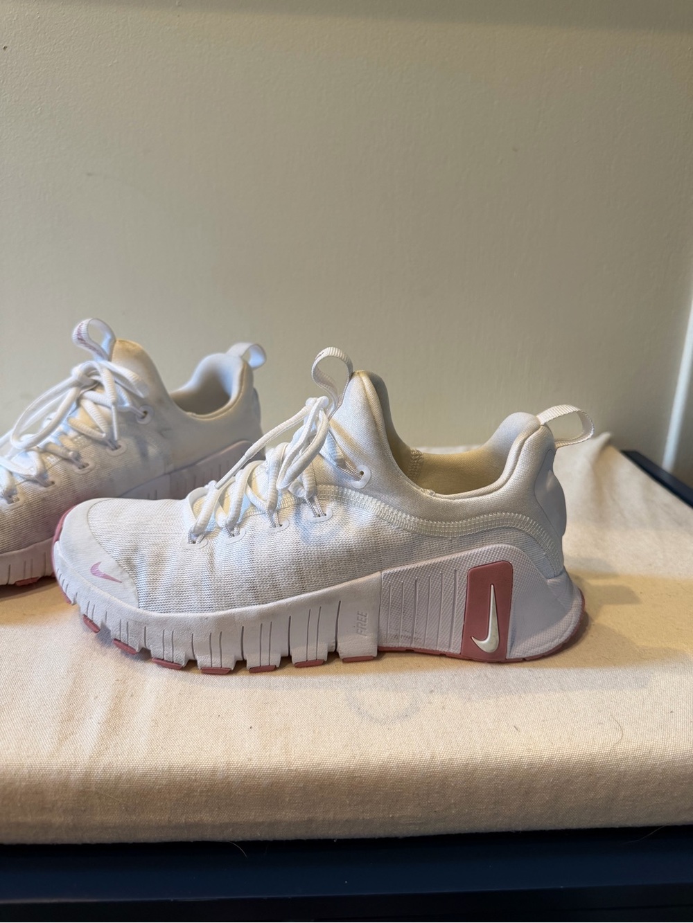 Nike White Sneakers with Pink Accent Trim
